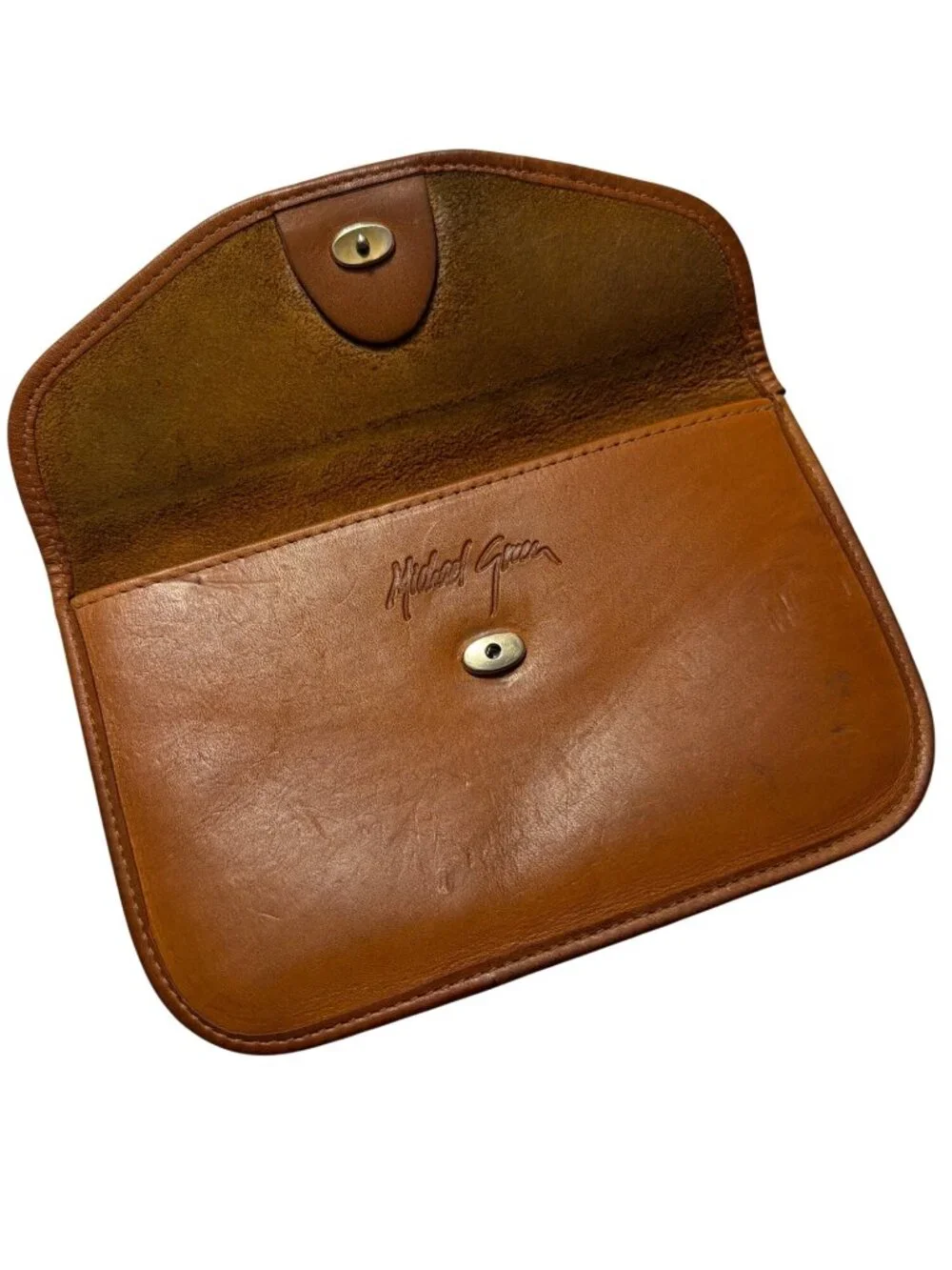 Vintage Michael Green Leather Envelope Clutch